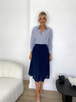 Alicia Navy Pleated Skirt