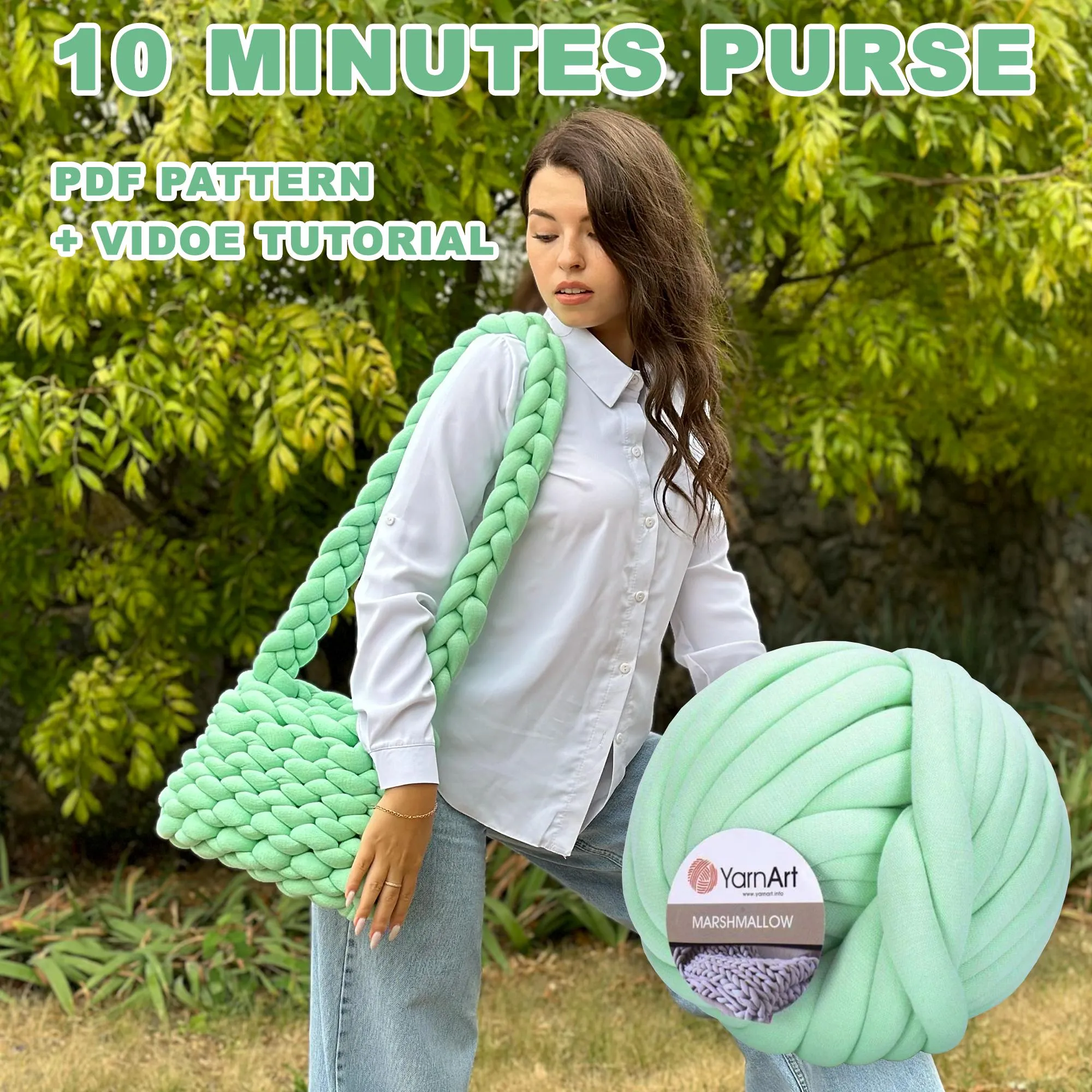Arm Knitting Chunky Crossbody Bag, US standard terms, Skill level beginner
