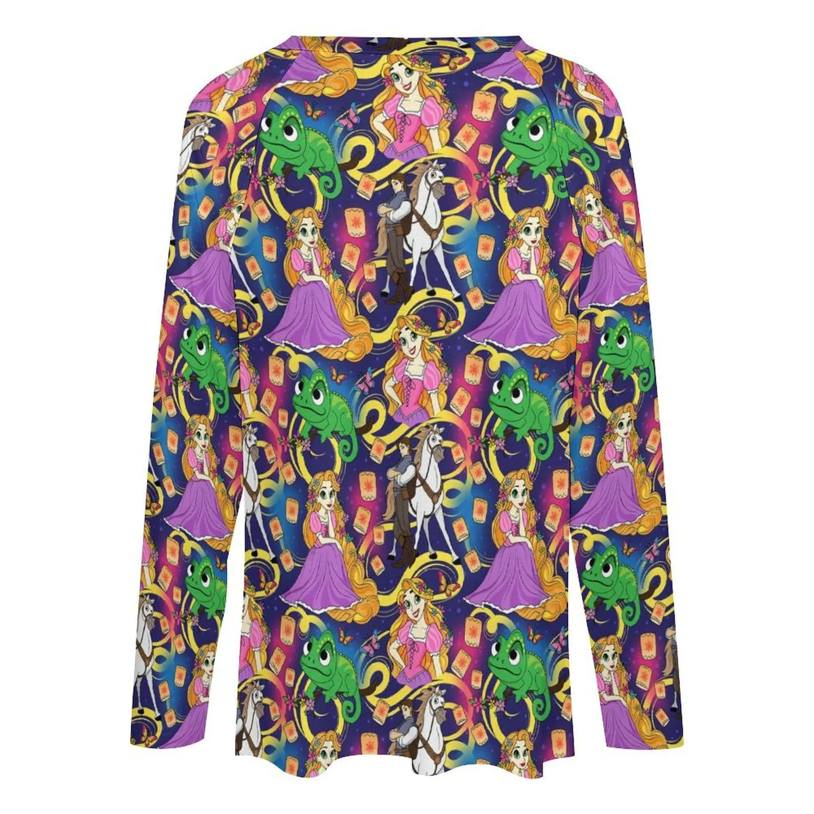 Disney Tangled Rapunzel At Last I See The Light Long Sleeve Loose V-Neck Tee