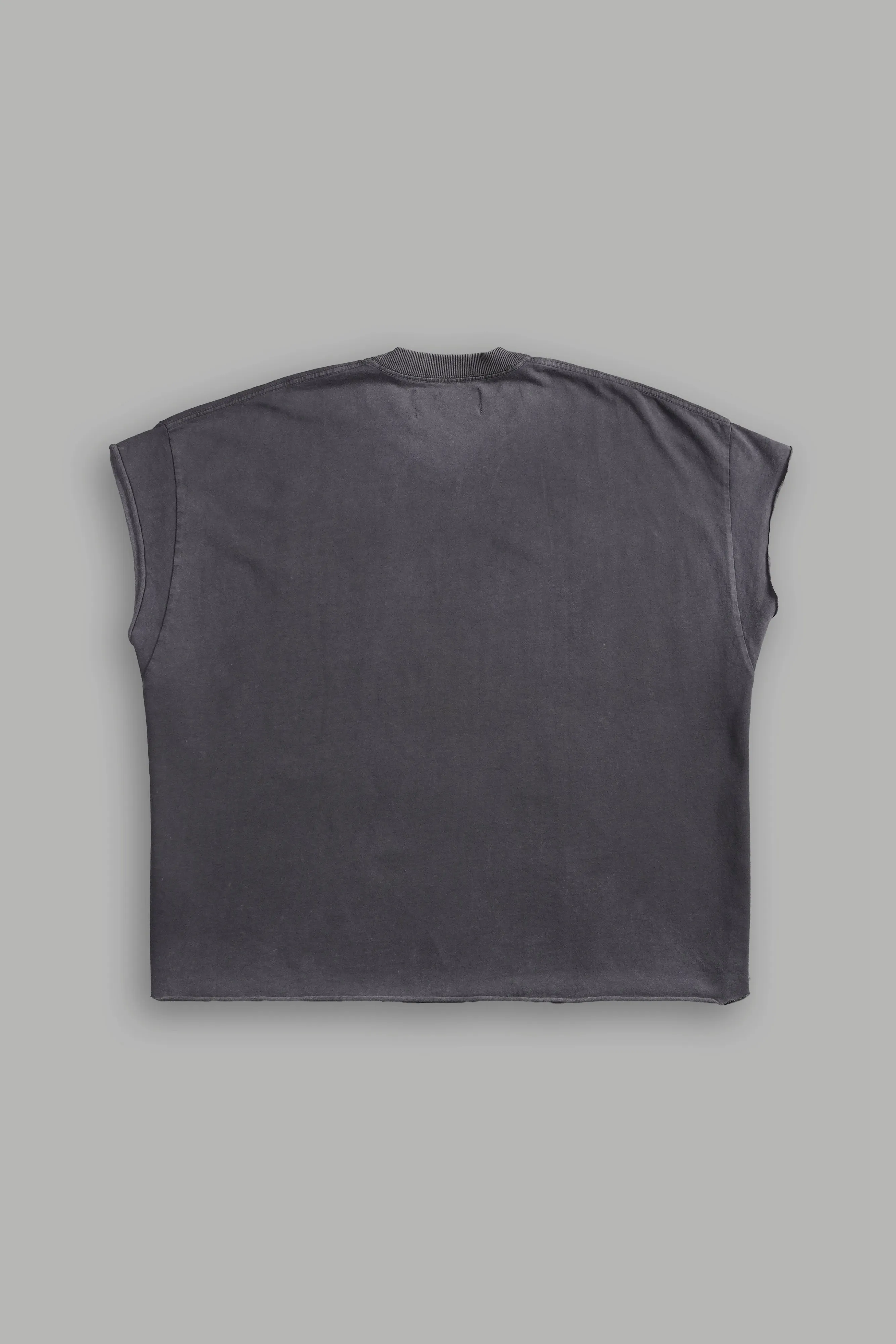 Don't Sleep Grunge Cut-Off Tee in Wolf Gray