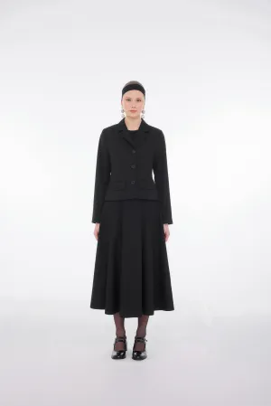 HIGH RISE PLEATED MAXI SKIRT BLACK