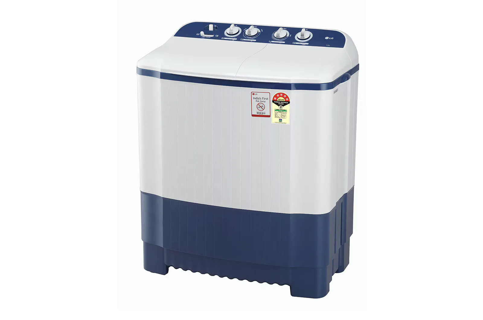 LG P7510RBAZ 7.5 kg 5 Star Semi-Automatic Top Load Washing Machine | Roller Jet Pulsator | Collar Scrubber | Rat Away | Dark Blue