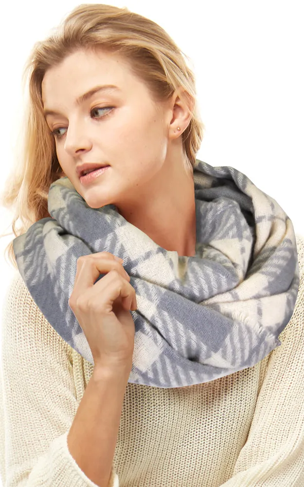 LOF1065 Plaid Checker Infinity Scarf