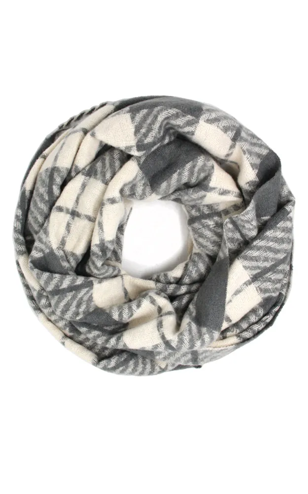 LOF1065 Plaid Checker Infinity Scarf