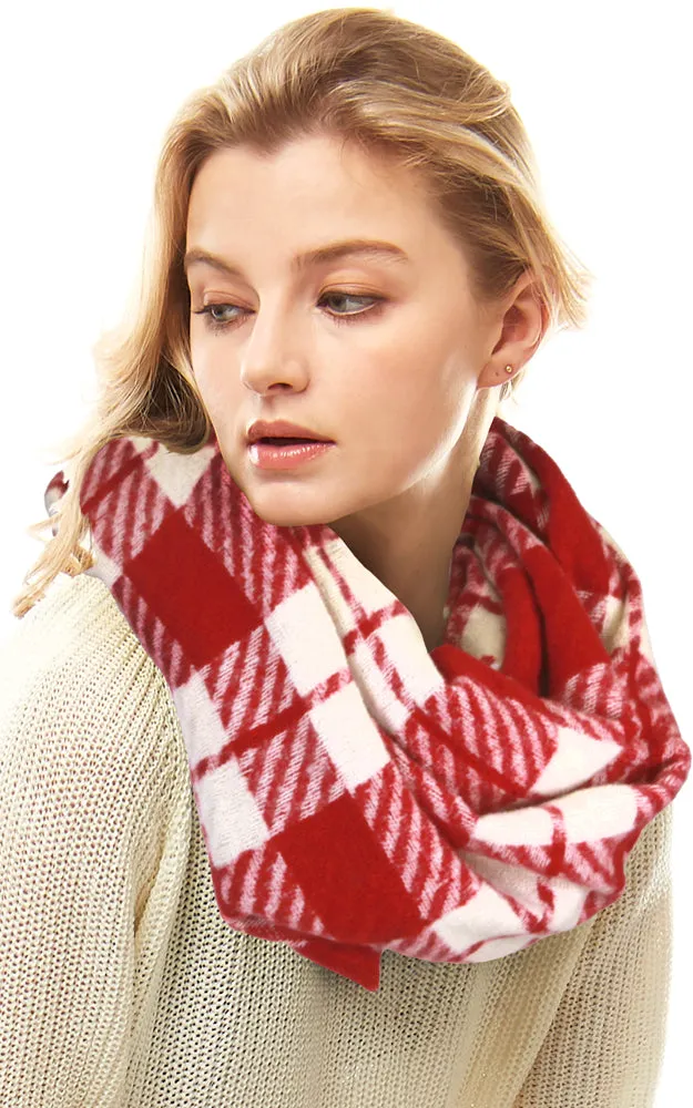 LOF1065 Plaid Checker Infinity Scarf
