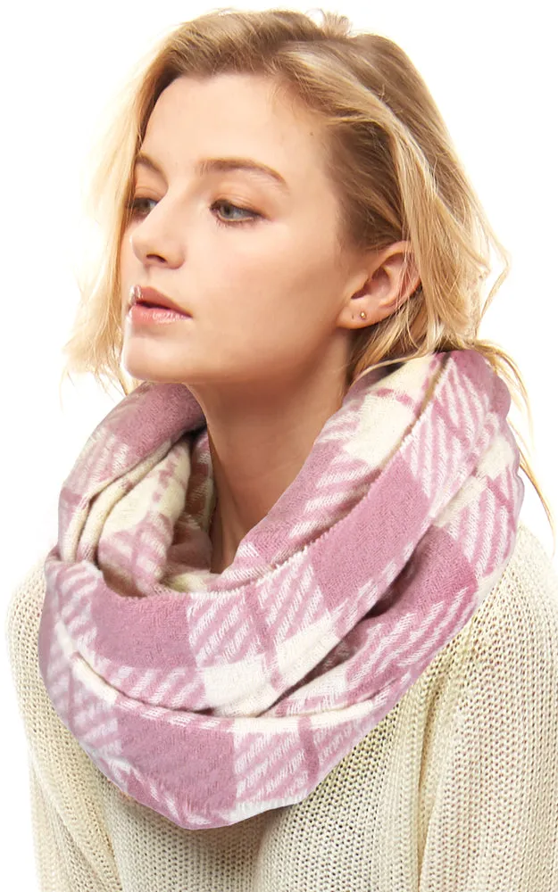 LOF1065 Plaid Checker Infinity Scarf