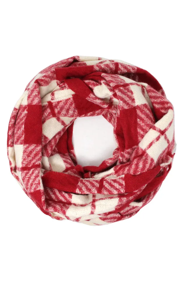 LOF1065 Plaid Checker Infinity Scarf