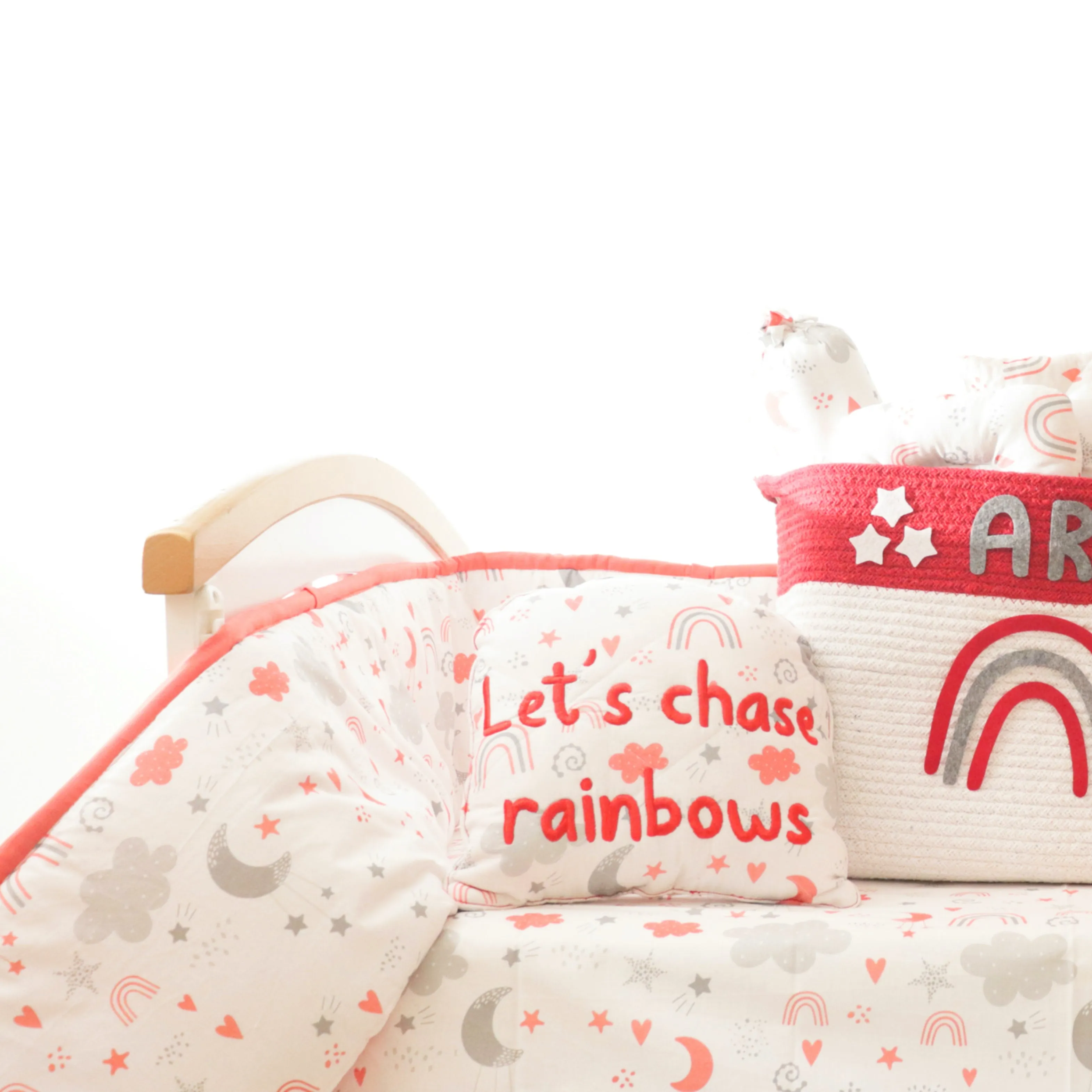 Magical Rainbows - Quilted Cot Bumper