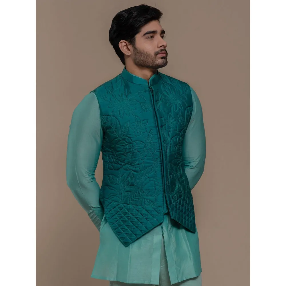 Runit Gupta Turqoise Bundi-Kurta (Set of 3)